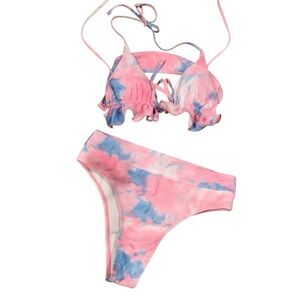 SHEIN Pink and Blue Bikini Set BRAND NEW NEVER WORN. Size M